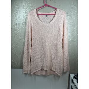 Charlotte Russe Womens Light Pink Long Sleeve Crochet Sweater Knit Size Large